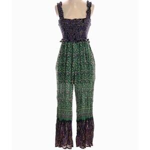 Urban Outfitters Women’s Jumpsuit Green Purple Boho Green Sleeveless M Smocked